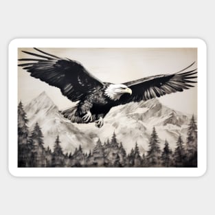 Eagle Animal Bird Wild Nature Ink Sketch Style Sticker